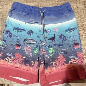 Peter Millar Kids Ocean Adventure Swim Trunks - Blue and Red